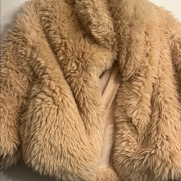 Women's Tan Faux Fur Jacket - Picture 2 of 5
